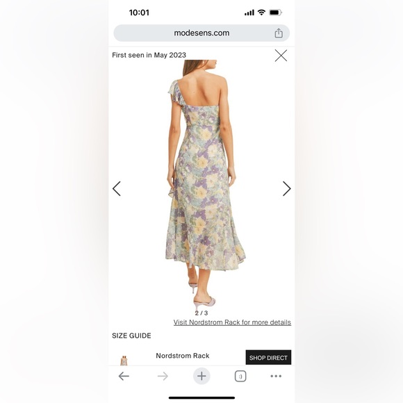 Ruffled One Shoulder Midi Dress, Yellow Floral - Picture 5 of 5